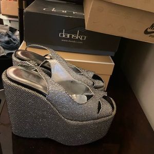 Bakers silver glitter wedges  size 10